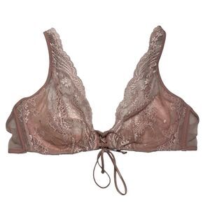 Victoria's Secret Pink Sheer Lace Plunge Bra Women’s 38C